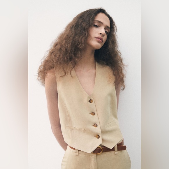 Zara Jackets & Blazers - NWT ZARA LINEN BLEND VEST